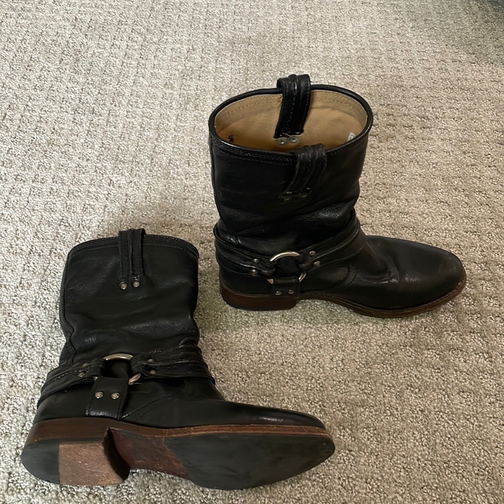 Frye short black leather boots